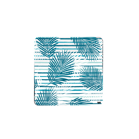 Mavi Palmiye Desenli 4'lü Bardak Altlığı